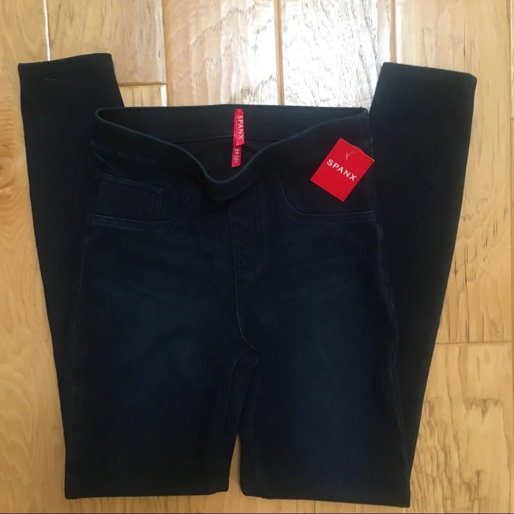 Spanx Ankle Jeanish Legging Dark Blue Denim Stretch XS Looks Like Jeans NWT